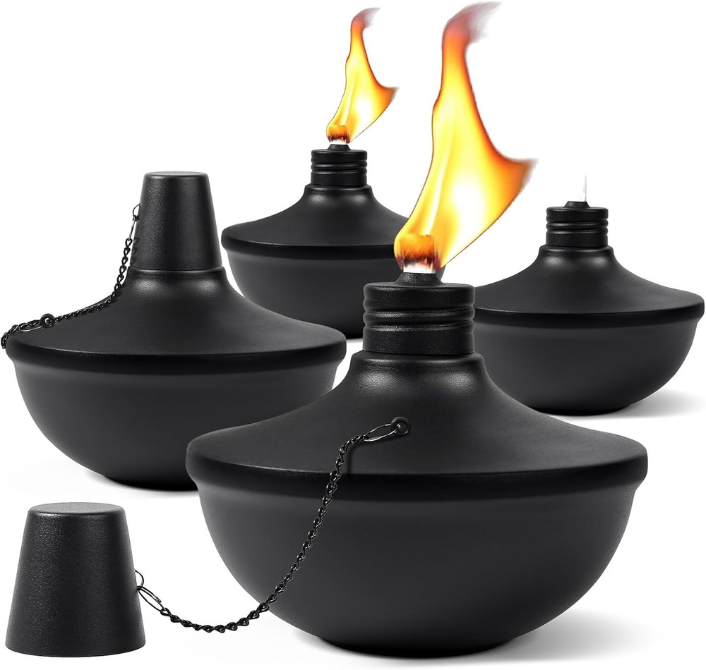 2-Pack Upgraded Tabletop Torches 24 oz Citronella Torch Lights Refillable Torch