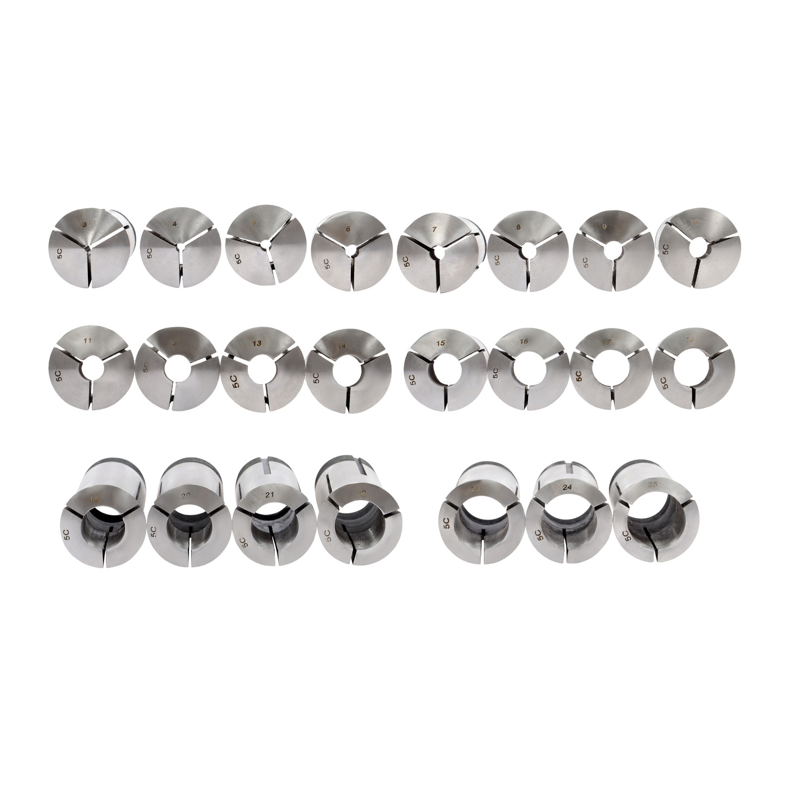 23 Piece Precision 0.0005" Accuracy Metric 5C Collet Set 3mm-25mm x 1mm High