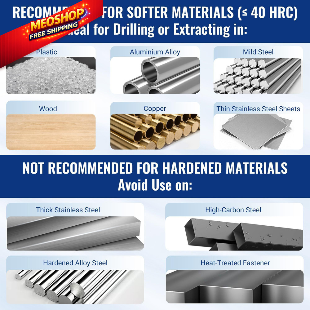 WORKPRO 6PCS Stripped Screw Extractor Set, Titanium Coated Broken Bolt...