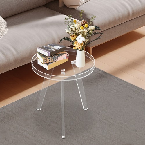 Acrylic Side Table, Clear Side Table, Round Acrylic Side Table