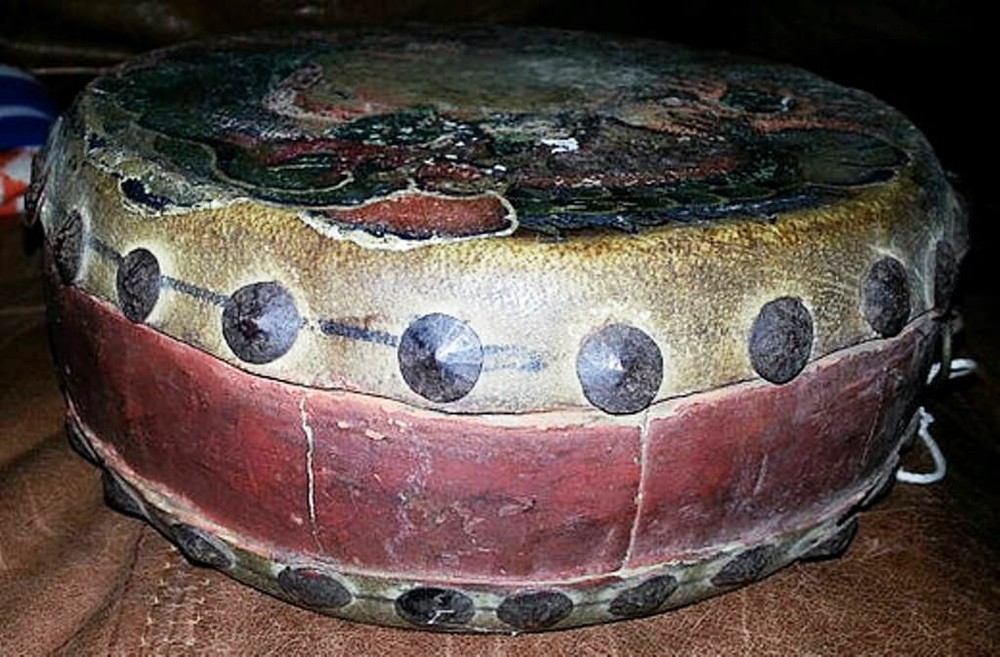 LEATHER painted Tom Tom DRUM