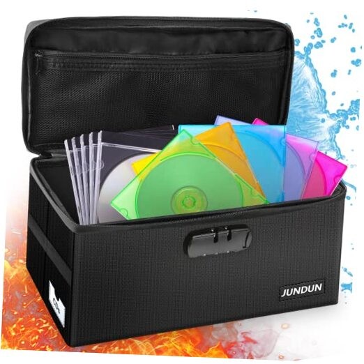Collapsible CD Storage Box, Water-Resistant & Fireproof, Holds up to 165