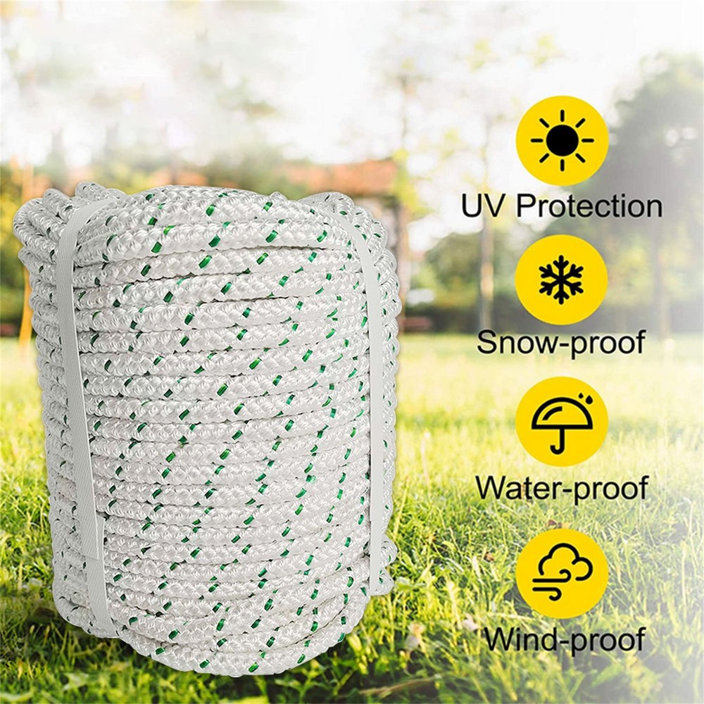 Double Braid Rope 3/8" × 100' 1544Lbs Breaking Strength Bull Rope Polyester