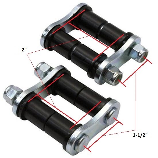 Chrome Nylon Shackle Kits, 2 Inch Wide Spring