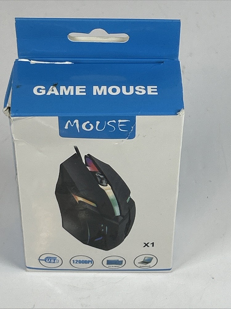 Rainbow Backlit Gaming Mouse (X1) Optical Wired, Changes Colors New Open Box