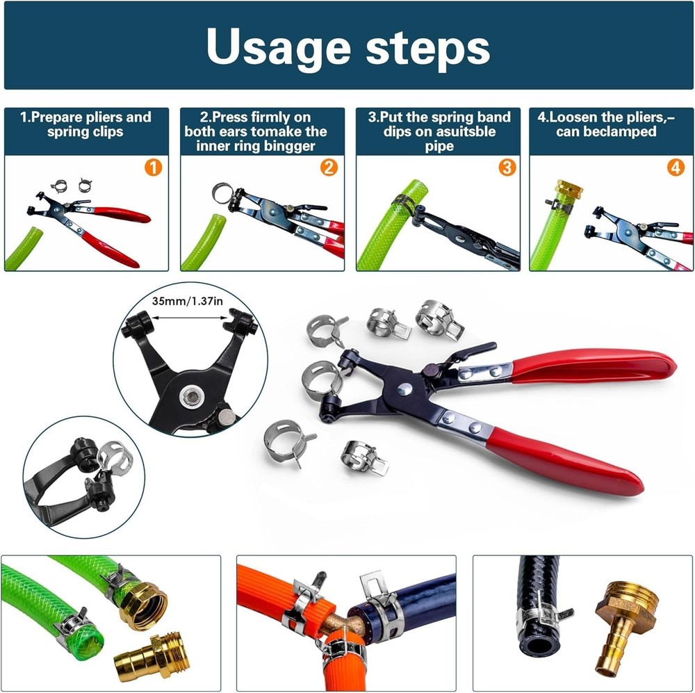340pcs Spring Pipe Clamps, With Spring Pipe Clamp Tools, 12 Sizes 6-22mm Spri...