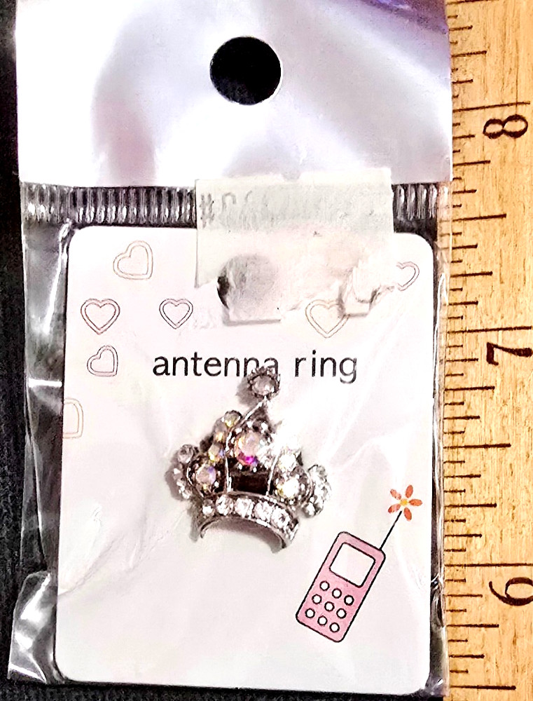 Antenna Ring Charm Rhinestone Crown