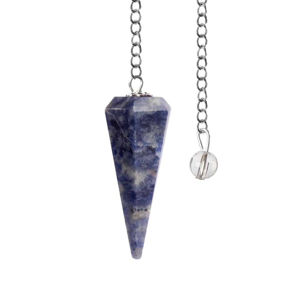 Sodalite Pendulum Crystal, Faceted Pendulum Divination Tools, Dowsing Pendulum C