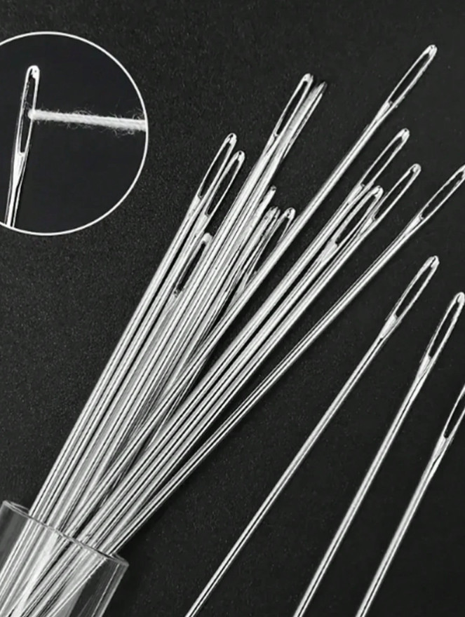 15-Pieces Big Eye Needle Set for Hand Sewing, Includes Needle Bottle