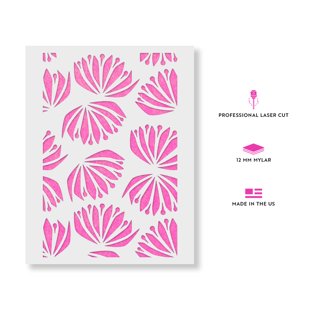 Scandinavian Thistle Pattern Wall Stencil - Large, Reusable Wall Pattern Stencil