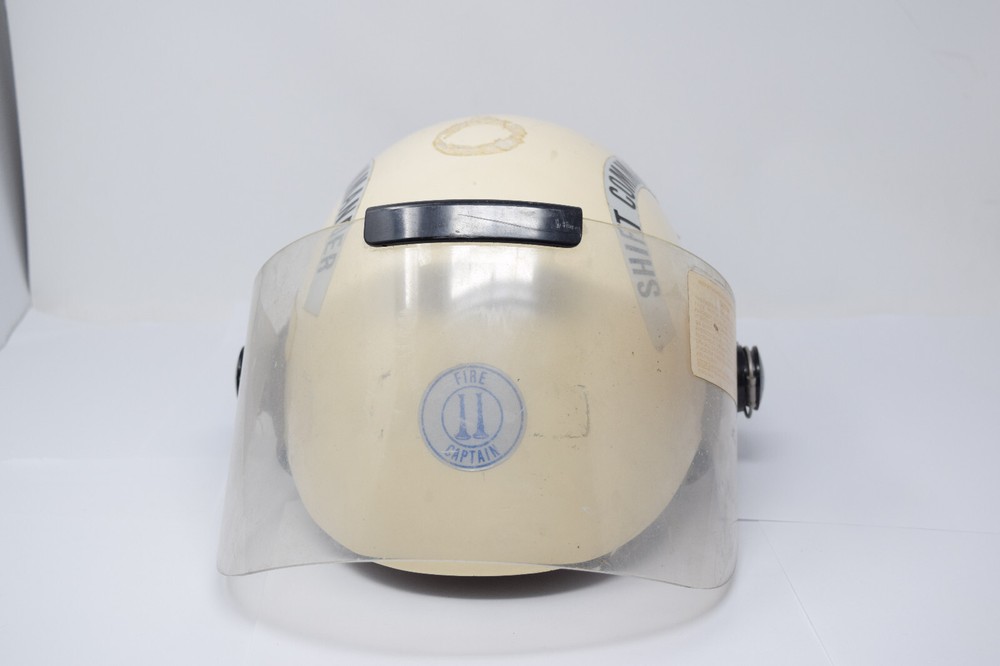 Vintage MSA WHITE Shift Commander Captain Fire Department Helmet Face Shield