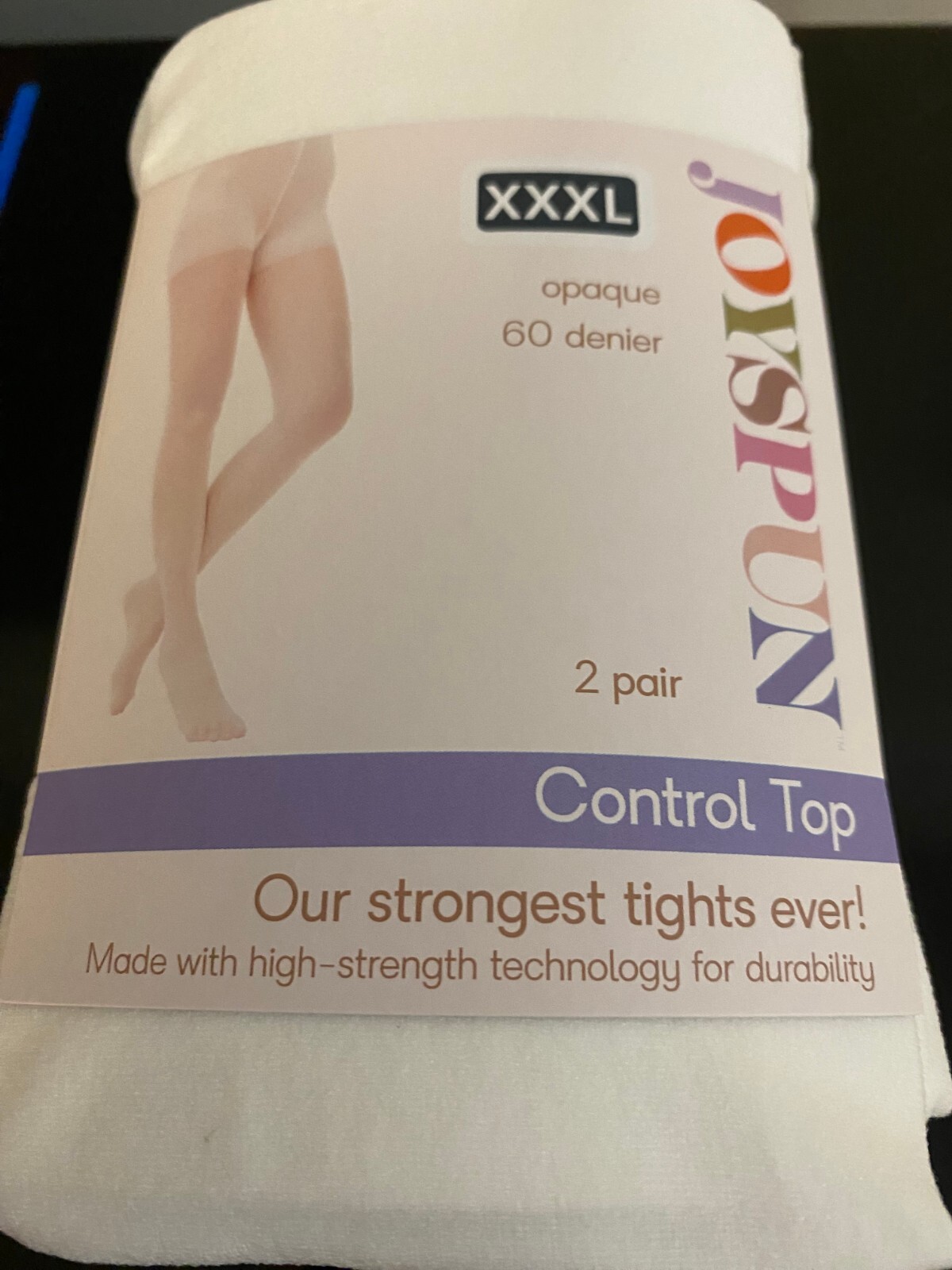 NEW WOMEN'S SIZE XXXL JOYSPUN 2 PACK WHITE /CHINO OPAQUE TIGHTS 60 DENIER