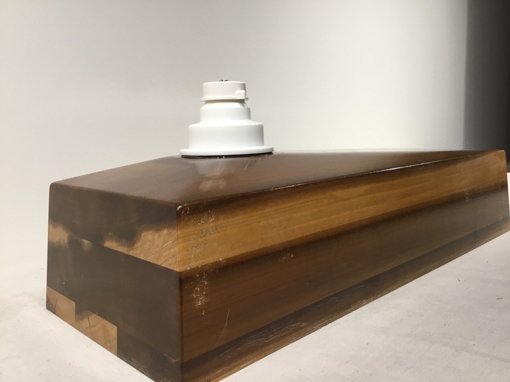 Utility sink wooden mold with offset drain location.