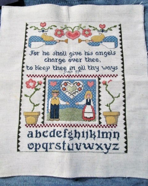 Cross Stitch Needlepoint Sampler  for Nursery Not Mounted or Framed; 1980's