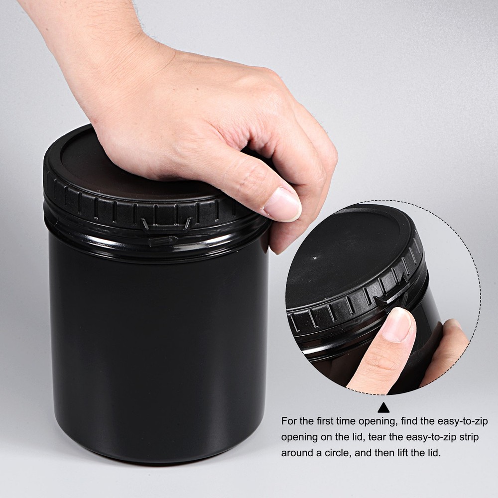 2Pack Empty Plastic Paint Pail 0.26 Gallon/1000mL Seal Storage Container Black