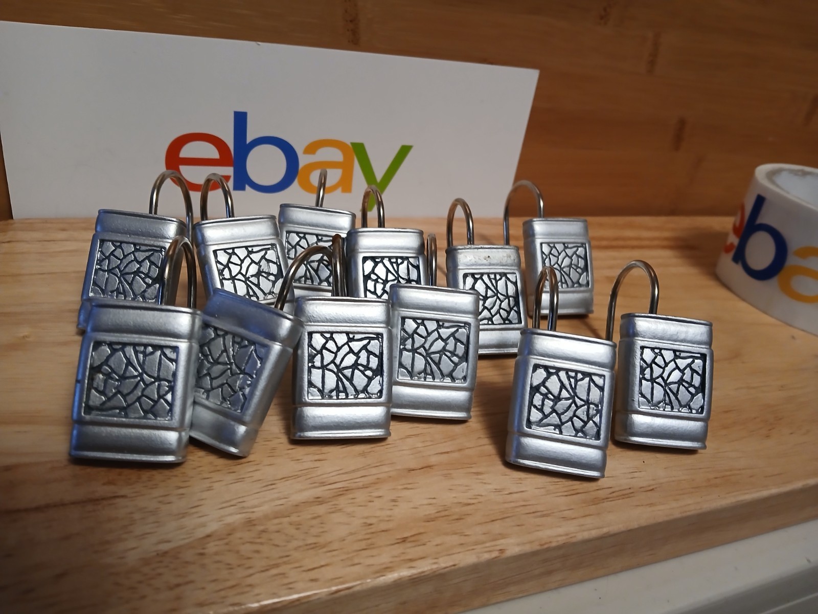 Royal Diadem Bath Sinatra Silver Collection Bathroom Shower Curtain Hooks used