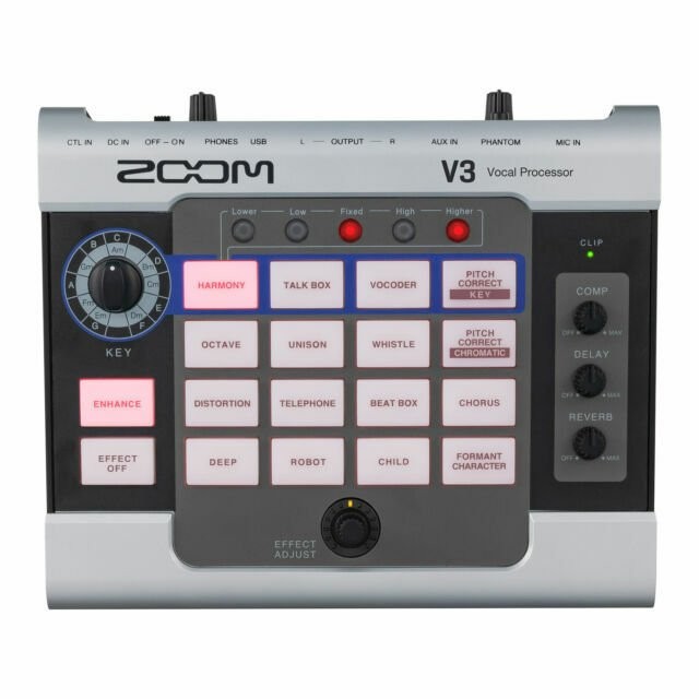 Zoom V3 Vocal Processor, Harmony, Pitch Correction, Reverb, Delay, 16 Studio ...