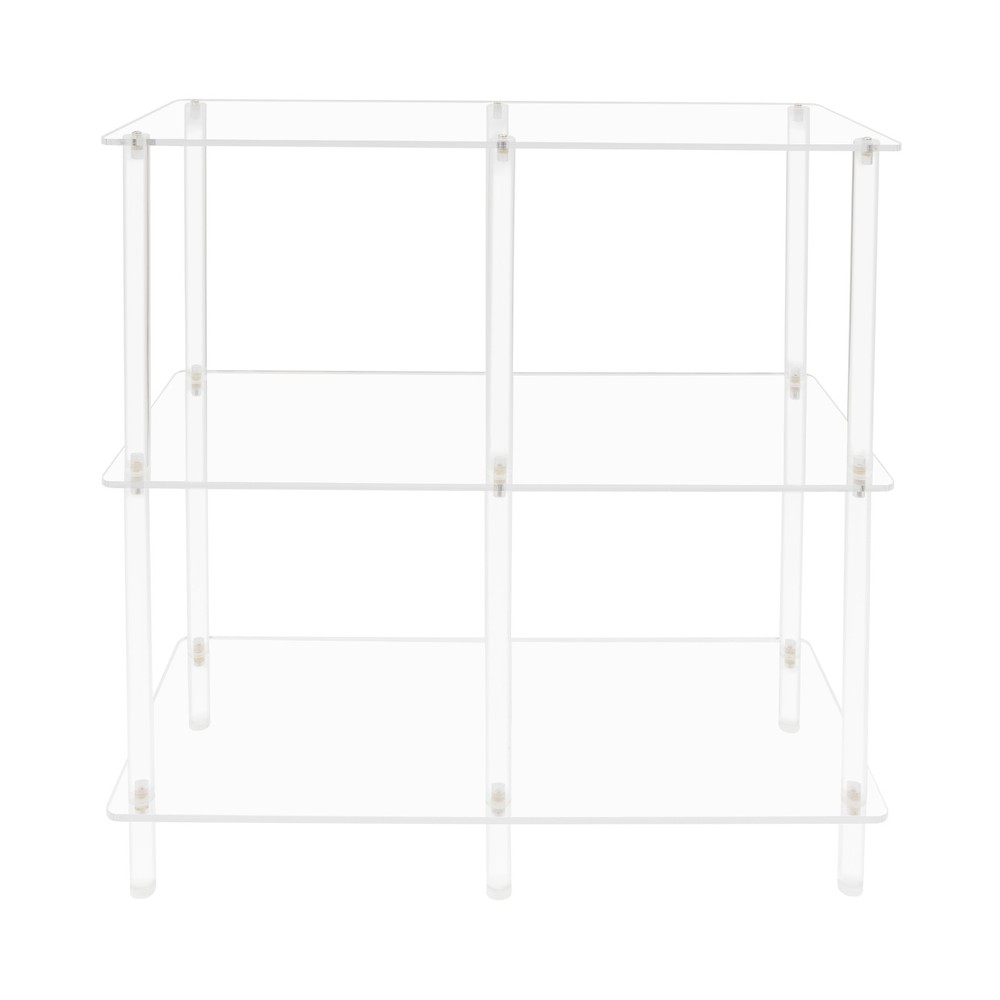 Acrylic Table, Small Entryway Table with Open Shelves, Clear Entry Table