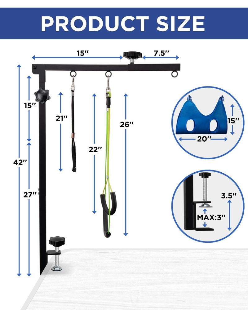 Extendable Dog Grooming Arm with Hammock, Adjustable Height 27"-42", Adjustab...
