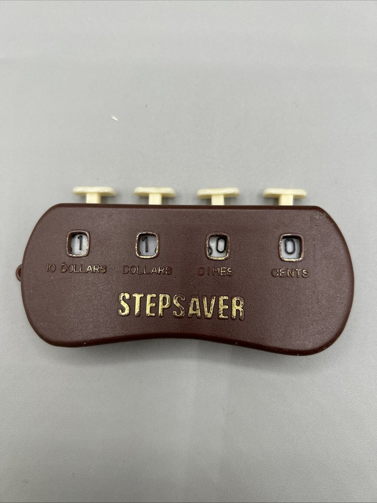 Vintage STEPSAVER Grocery Adding Counter Brown Plastic 4 Button Hong Kong