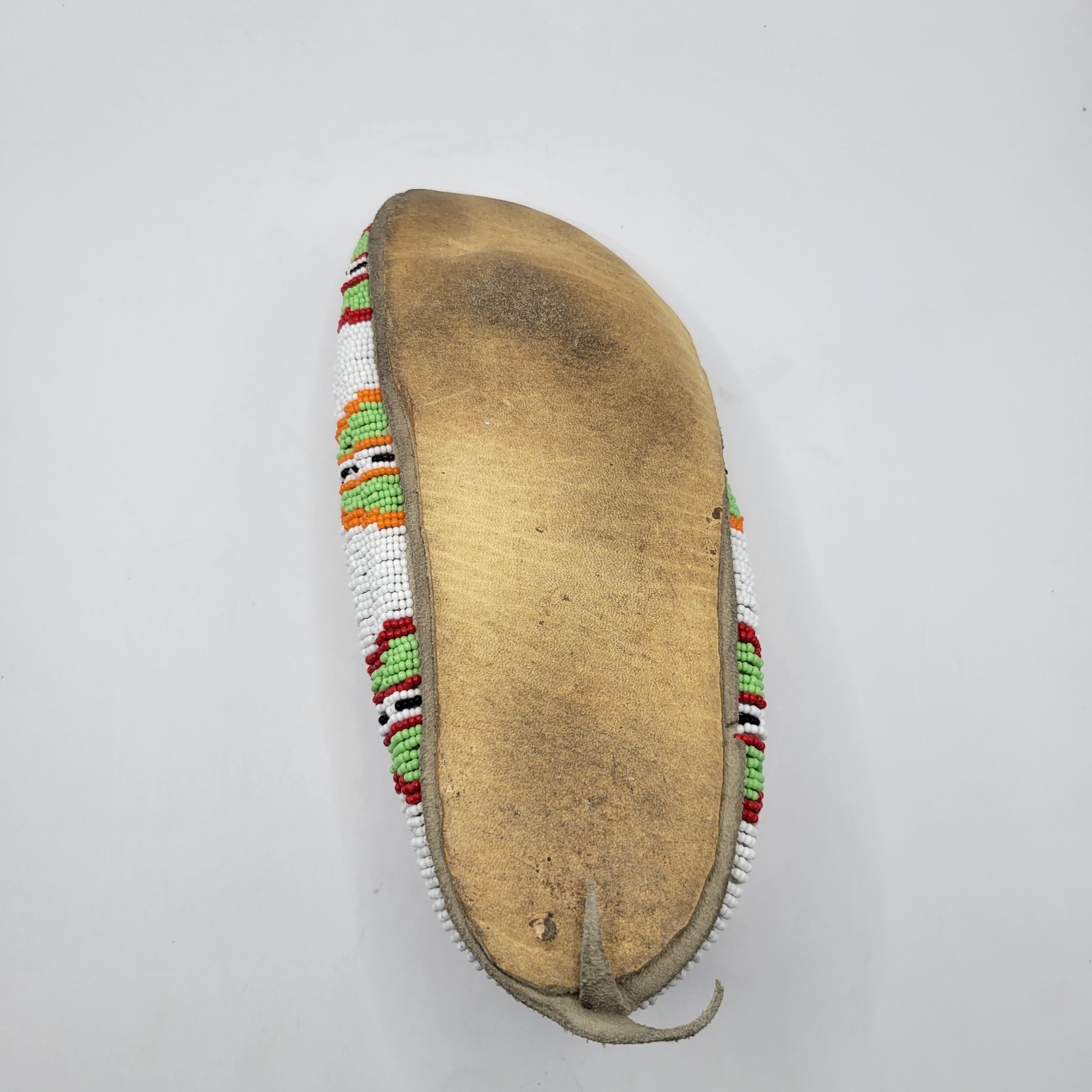 Vintage Plains Indian Beaded Moccasin Single Fully Beaded Leather Sole