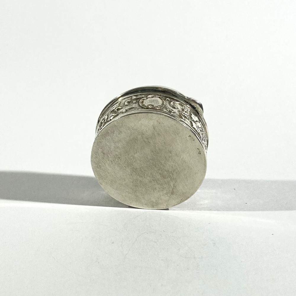 Vintage Solid Silver Italian Pillbox , Hallmarked with domestic scene