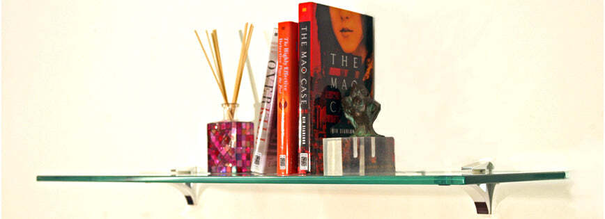 Clear Floating Glass Shelf 6" X 30" in Black