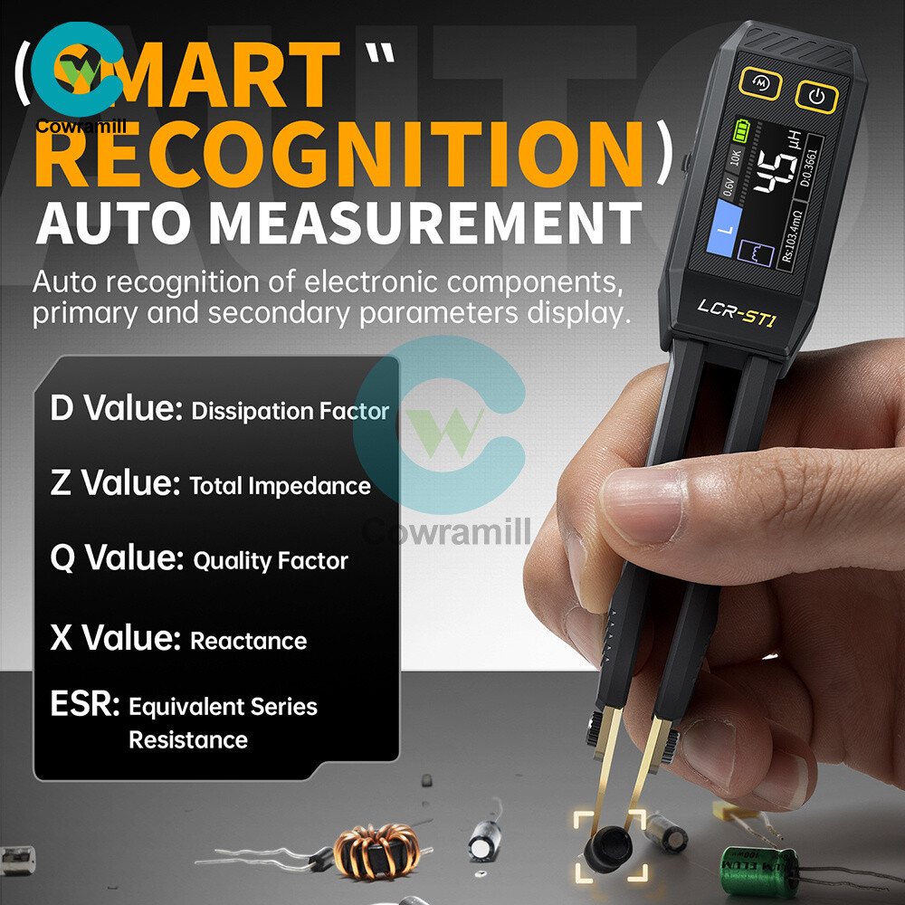 FNIRSI LCR-ST1 Digital Bridge Meter LCR Meter Tweezer Ohm Capacitance Diode Test