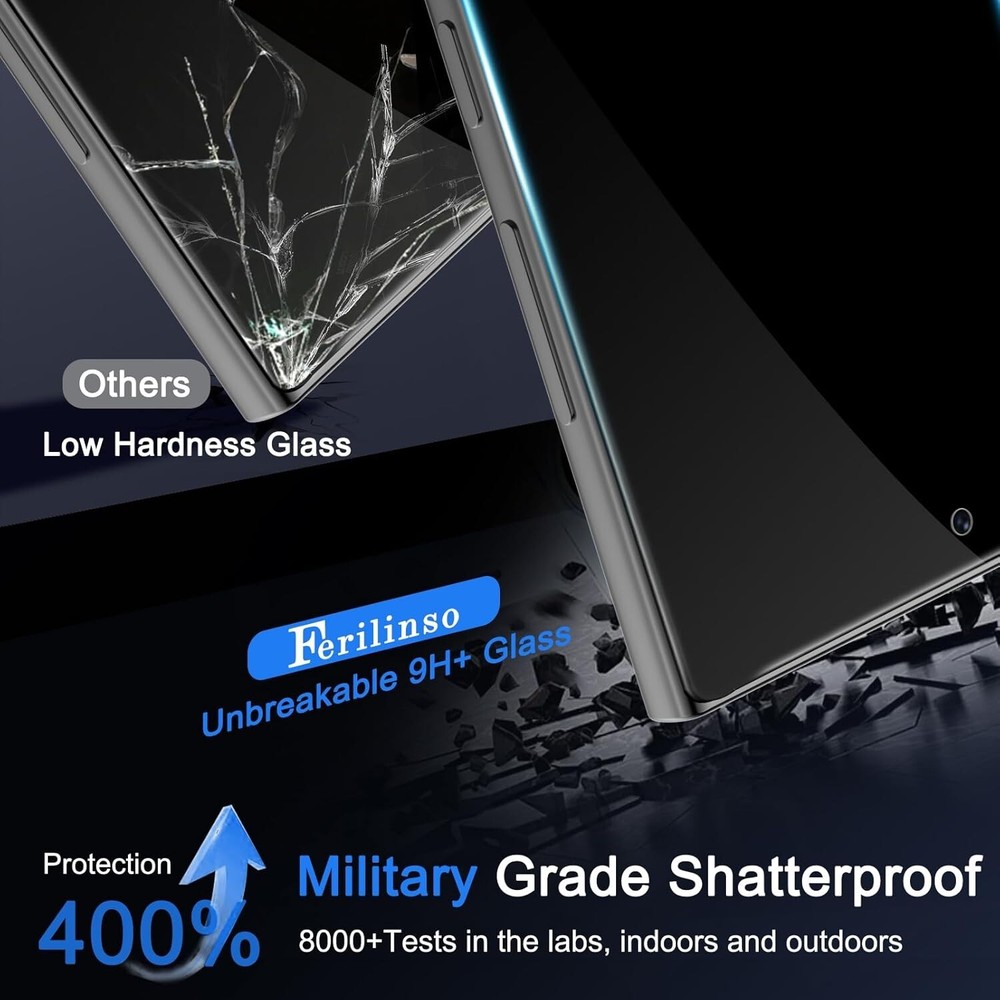 Full Coverage 3 Pack Privacy Screen Protector for Samsung S25 Ultra Black