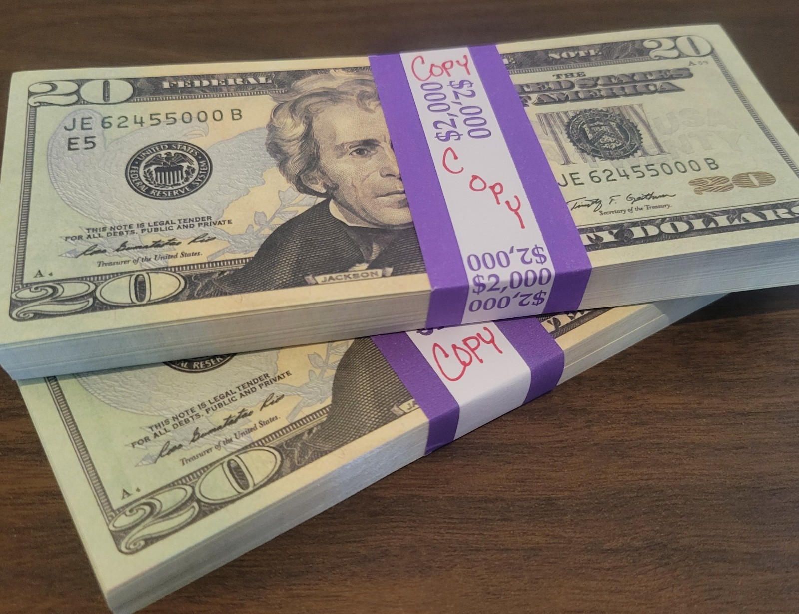 Best Prop NEW/CRISP $20 Bills X 100/ Novelty Purposes Only