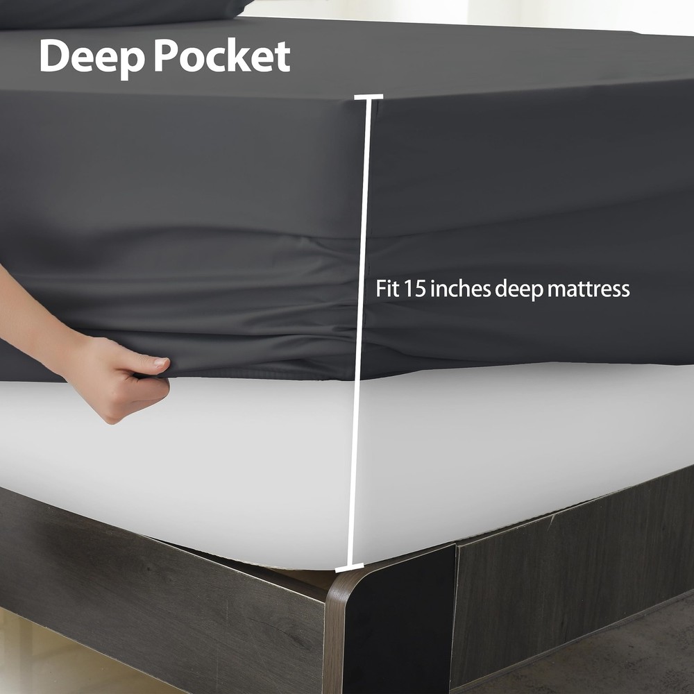 100 Egyptian Cotton 400 Thread Count Cal King Size Sateen Fitted Sheet Only, ...
