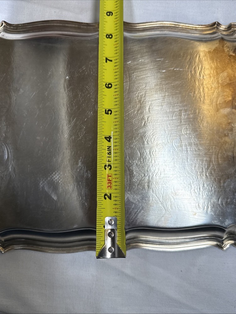 Vintage Oneida Silver Plate Ornate Rectangular Serving Tray Victorian Butler