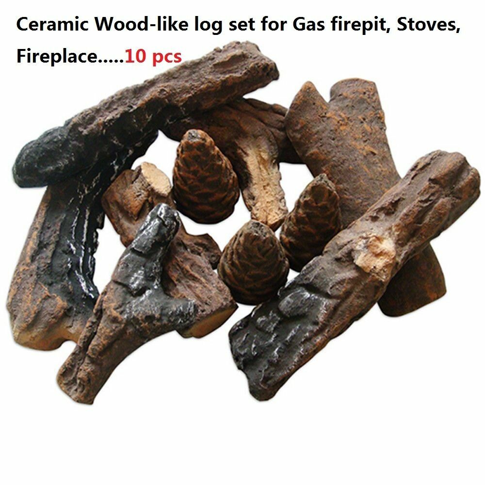4 5 8 9 10 Pcs Ceramic decorative Log for Gas Pronane firepit Fireplace, stoves