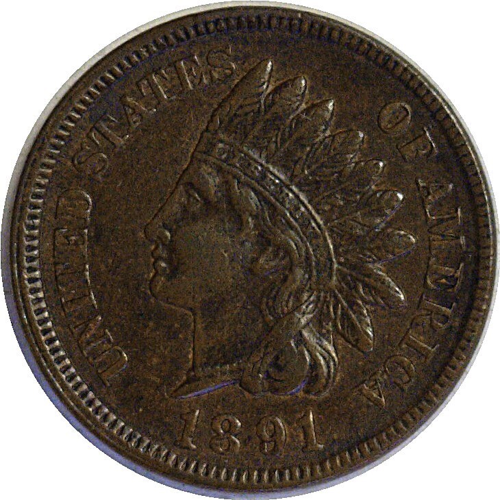 1891 1C Indian Head Cent AU