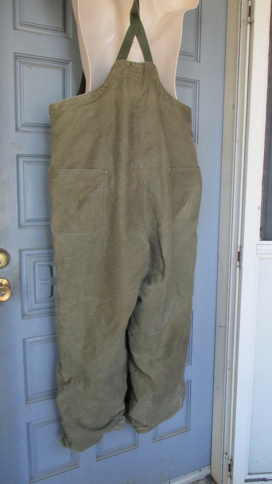 VTG US Navy Men's Wool Lined Deck Bib Overalls Green Size Large-51853