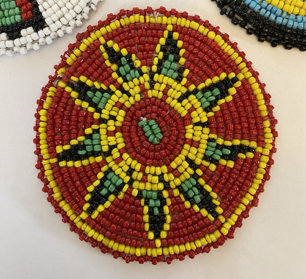 3-New Beaded Native Style Rosette Craft Patch Non Native 3” Made in India