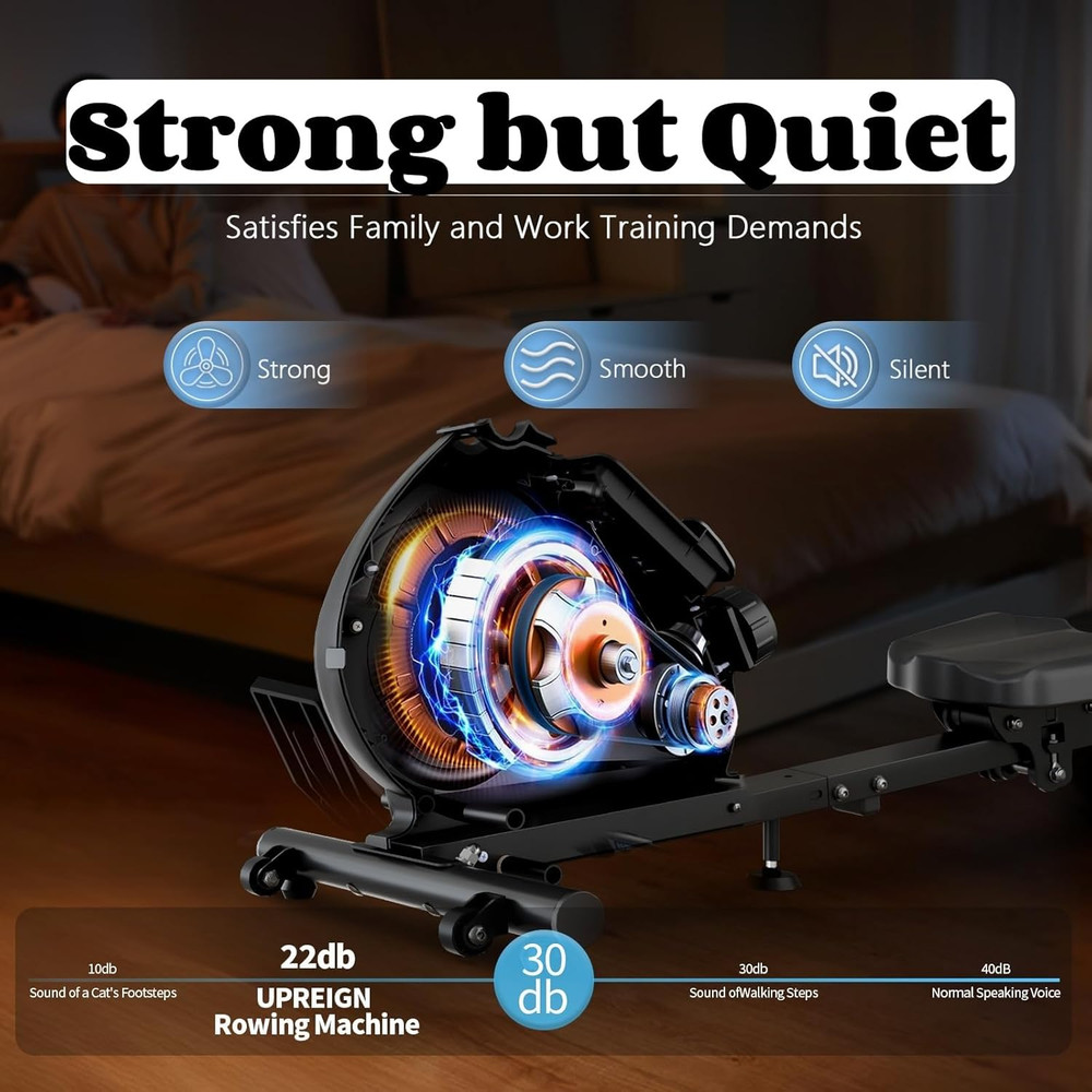 Rowing Machine with LCD Display, Adjustable Resistance, Foldable Design, and [26