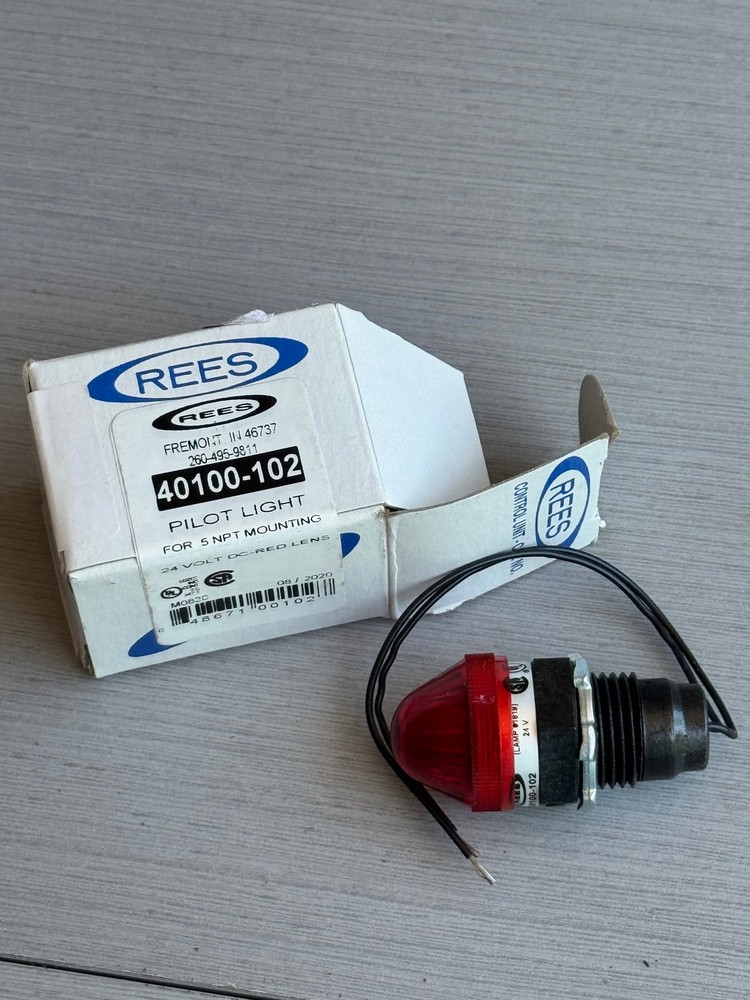 Rees Pilot Light Indicator Red Lens 24V DC 40100-102 5 NPT Panel Mounting