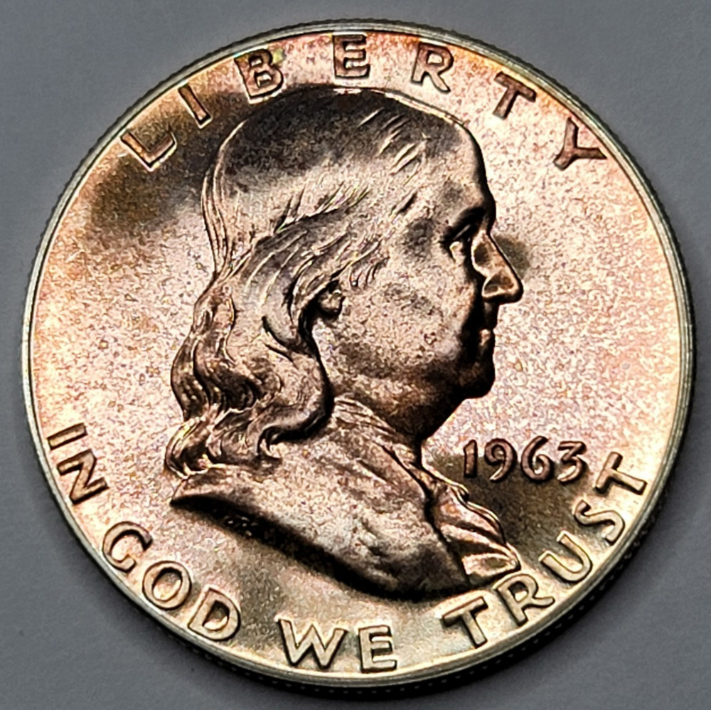 1963 Gem Proof Franklin Half Dollar 90% Silver Nicely Toned
