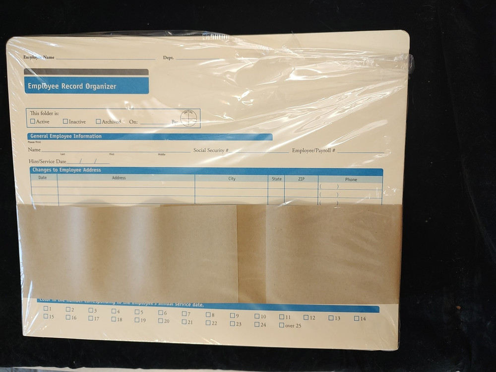 A3101 - Complyright Employee Record Organizer Folder -(24 Pack Sealed)