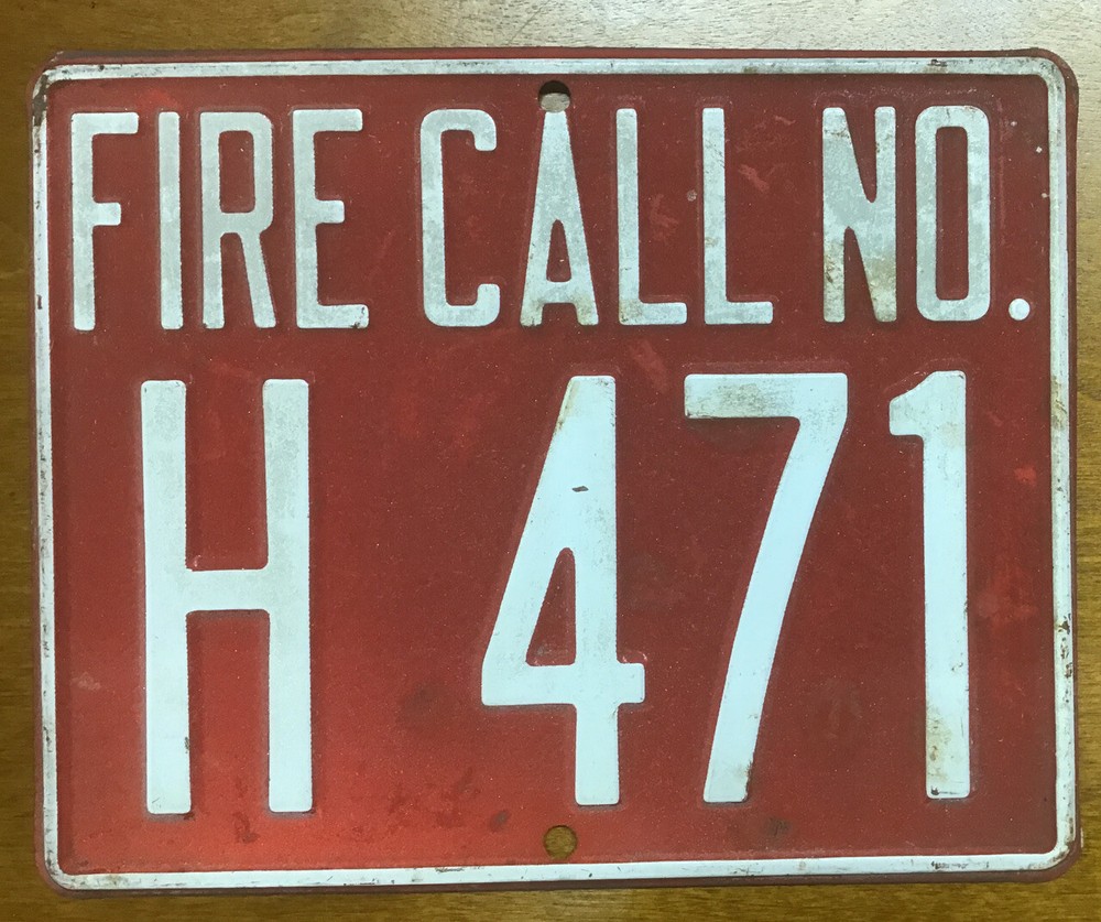 Fire Call No. Metal Plate, H 471, Rare !