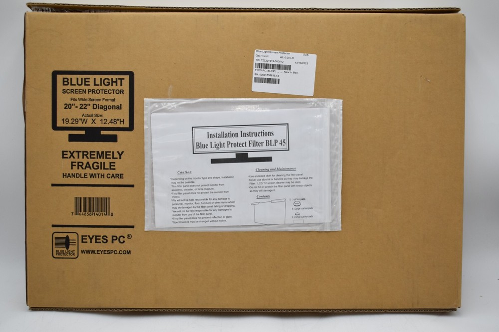 Blue Light Screen Protector 20"-22" Diagonal 19.29"W x 12.48"H