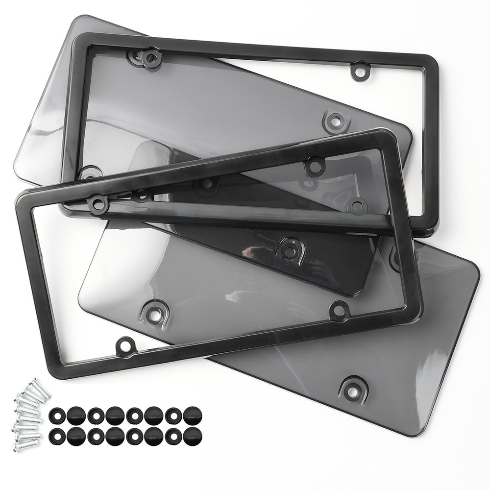2X Unbreakable License Plate Covers +Frames Auto Tag Shield Protector Front+Rear