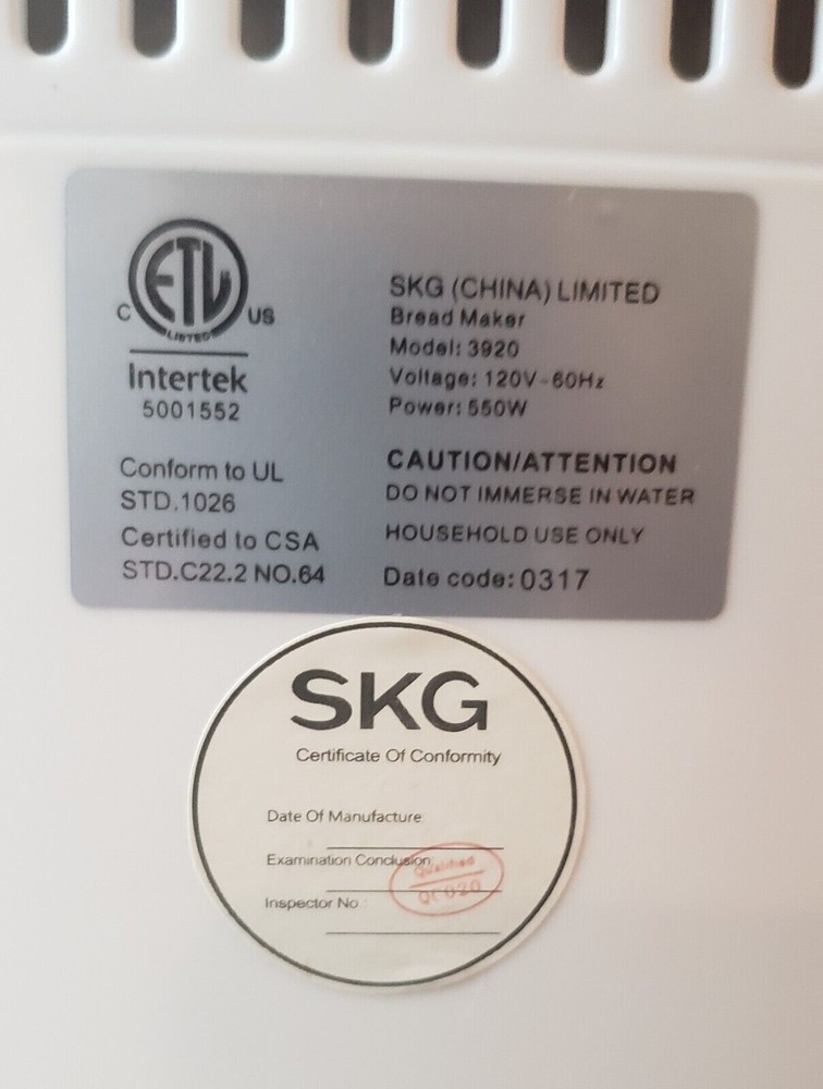 Kneading Paddle for SKG Bread Maker Machine Model 3920 (S/G)
