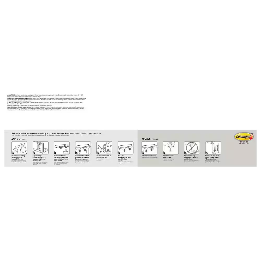 Picture Ledge, Quartz, Damage Free Decorating, 1 Ledge and 10 Command Strips