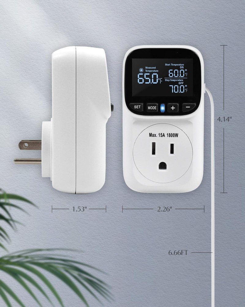 ZILLSEA Digital Temperature Controller, Heating & Cooling Thermostat White
