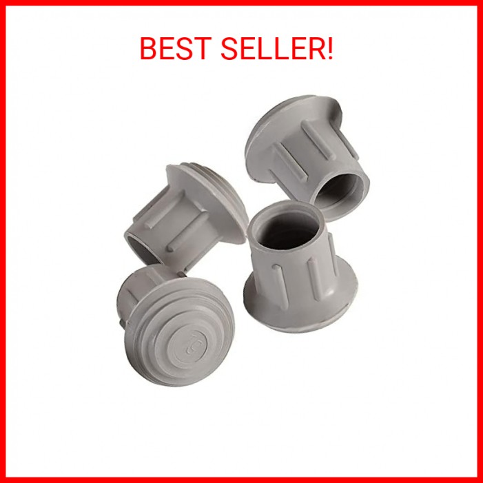 DMI Walker and Cane Replacement Tips for Stability, 1 Inch, Gray, 4 Count