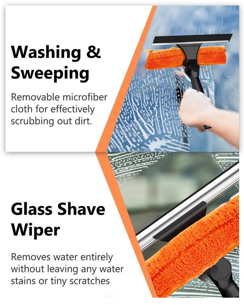 Squeegee for Window Cleaning Kit with 5-19 Foot Telescoping Extension Pole (2...