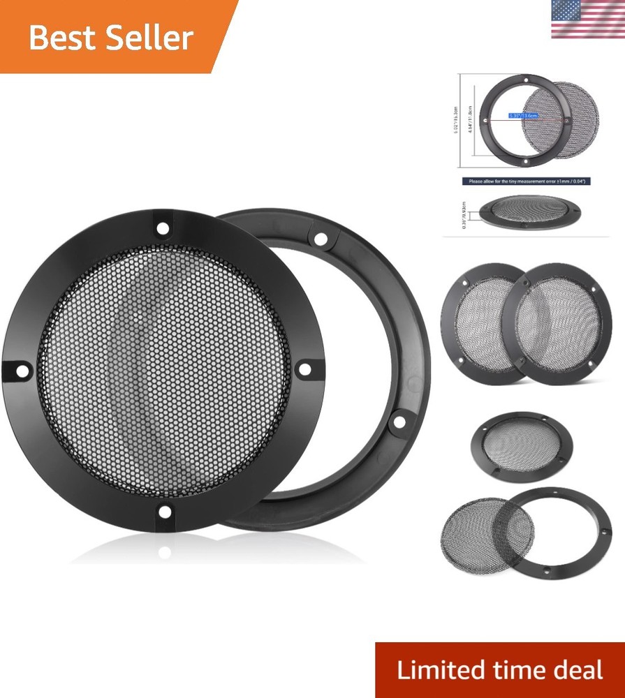 Protective Black Speaker Grills - 2PCS 5-Inch Mesh Covers with Mounting Screws