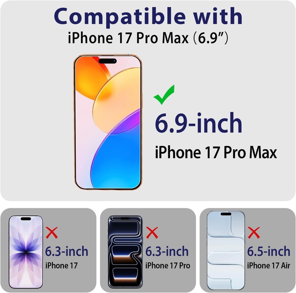 2 Pack Tempered Glass Screen Protector for iPhone 17 Pro Max with 2 Pack Camera